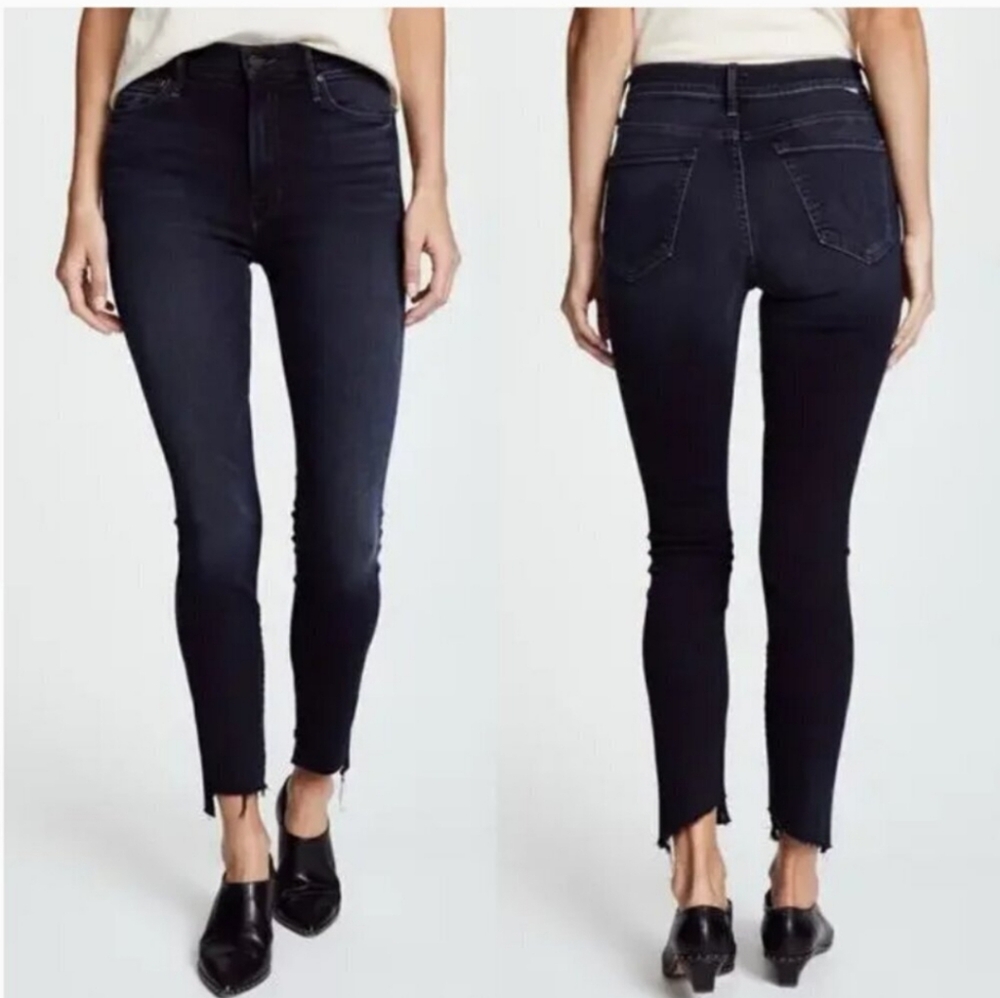 MOTHER Women's Dark Blue Ankle & Cropped Jeans